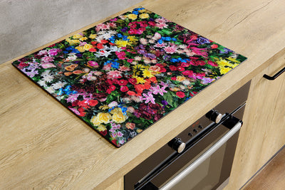 Herdabdeckplatte - Farbenfrohe Blumen